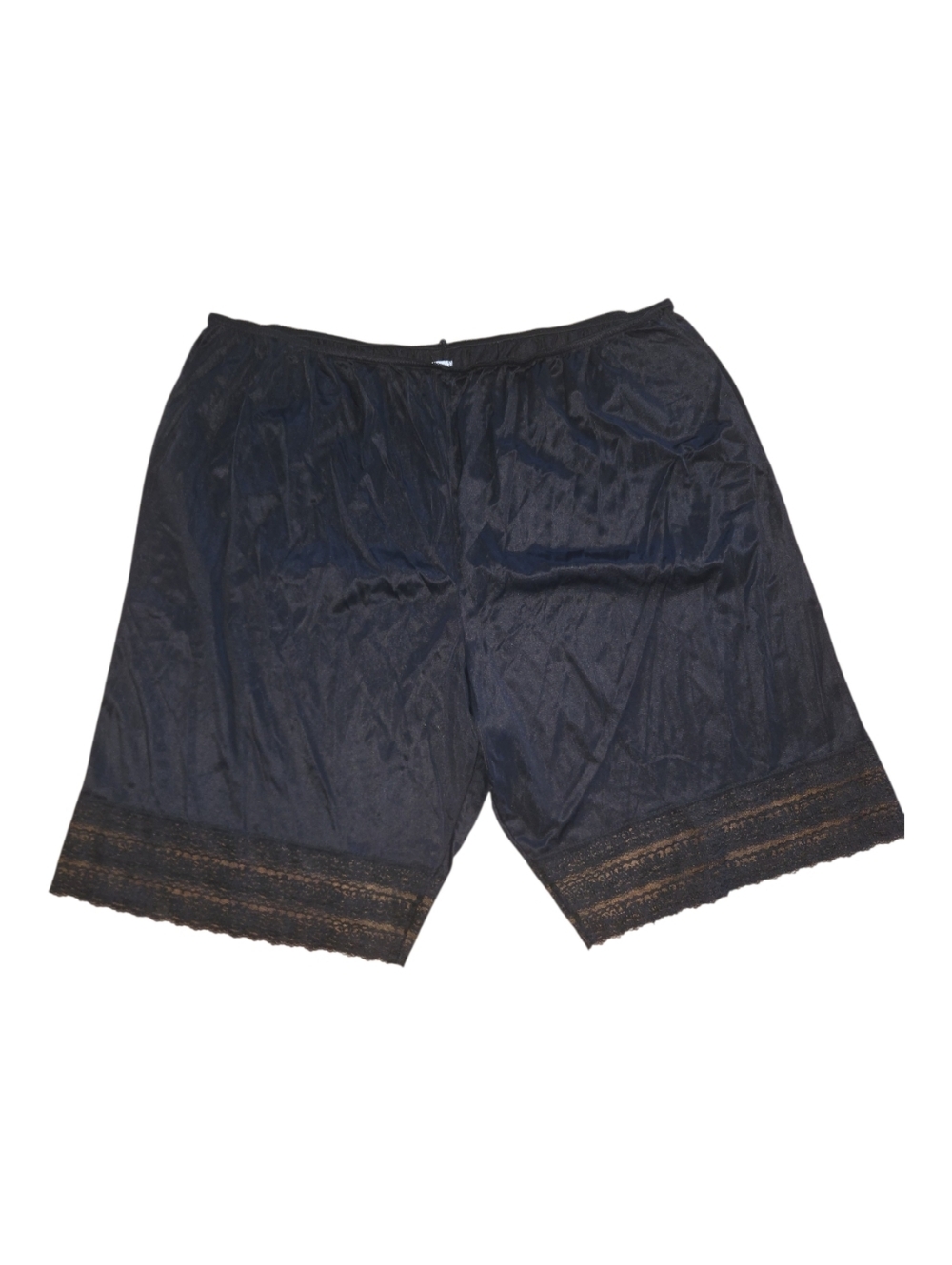 Vintage MMI Black Nylon Slip Shorts with Lace Trim Size 4X